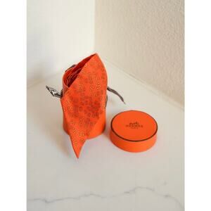 Hermès Silk Twilly Scarf Orange Logo Print